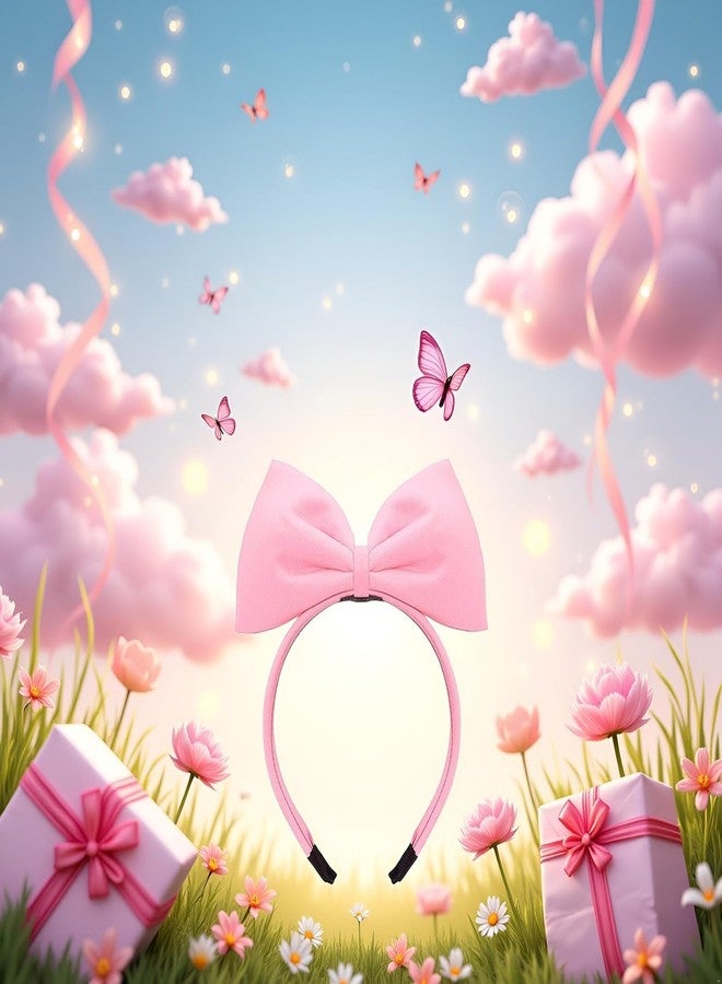 Cauaoa 2Pcs Sweet Pink Halloween Bow Headband Bowknot Hair Hoops Bands Headpiece Hairband for Women and Grils,Women Christmas Birthday Party Decorations Accessories Easy to Wear,Headbands Hair Accessories - Image 3